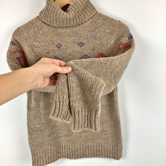 Vintage RBK Turtleneck Fair Isle Pullover Dark Academia Chunky Knit Sweater - Picture 5 of 9